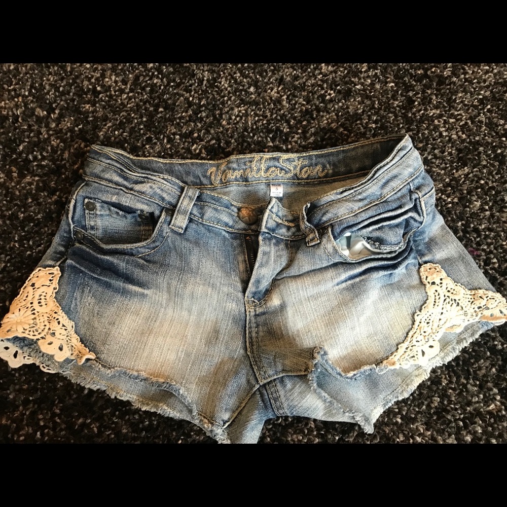 Lace jean shorts
